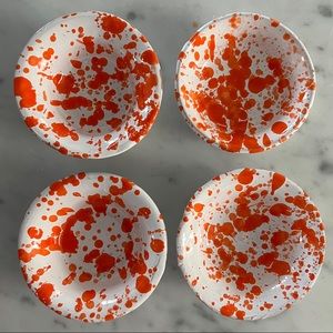 Catch-All Dishes. Orange and White Splatterware. Made in Puglia, Italy.